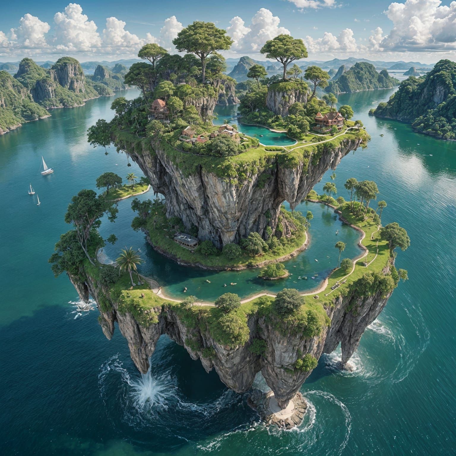 Mesmerizing Realistic Floating Island Defies Gravity