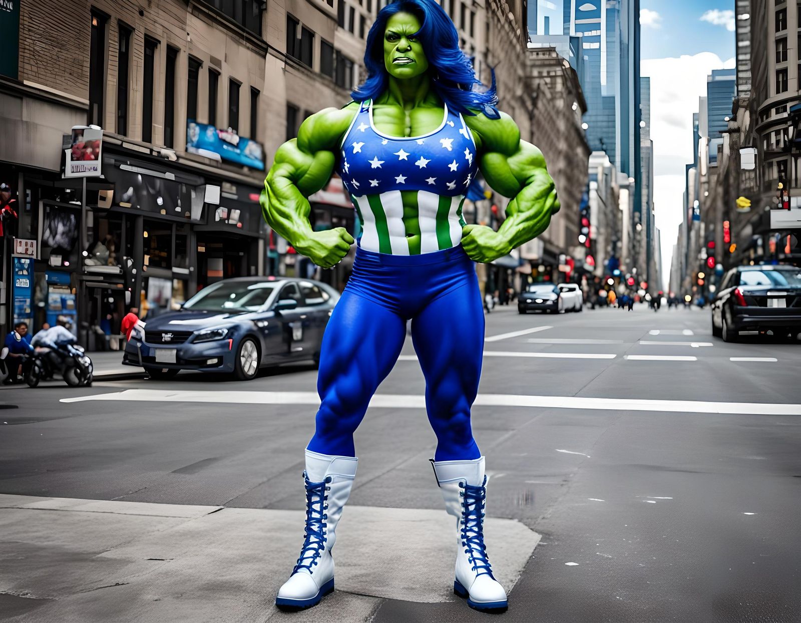 She Hulk: Detailed Mixed-Media Photography of Bodybuilder