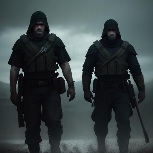 Intense Standoff Between Two Figures in Cinematic Style