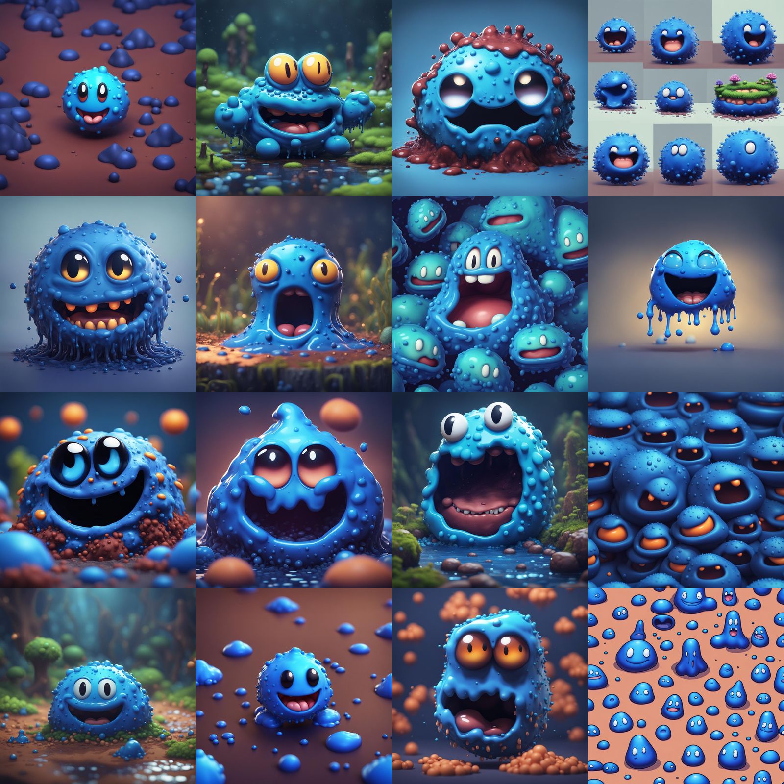 Friendly Blue Slime Blob Pixel Art
