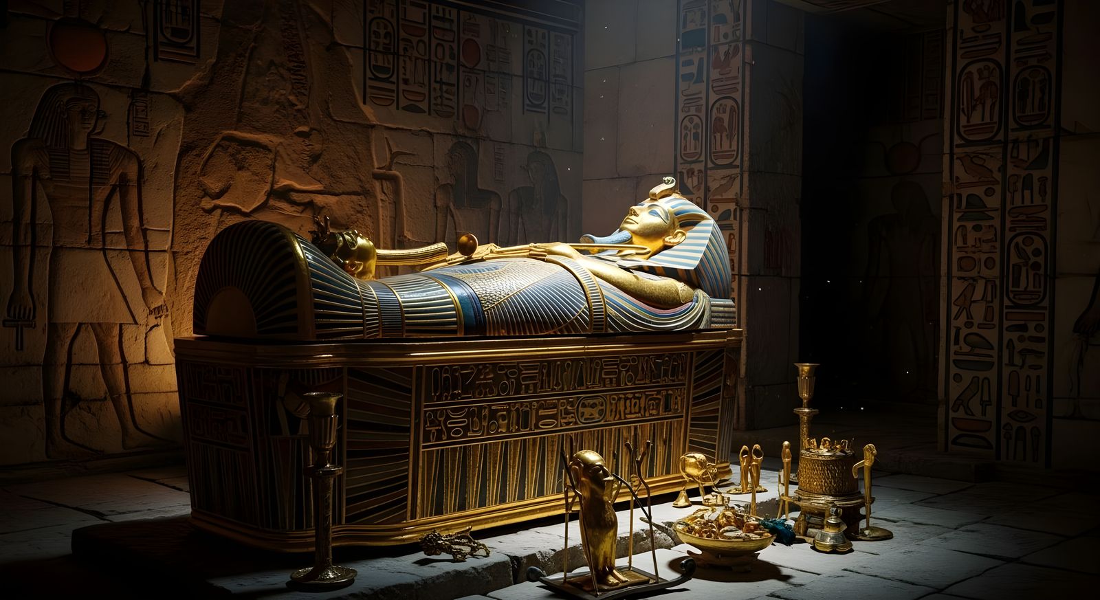 Detailed Pharaoh's Tomb with Sarcophagus