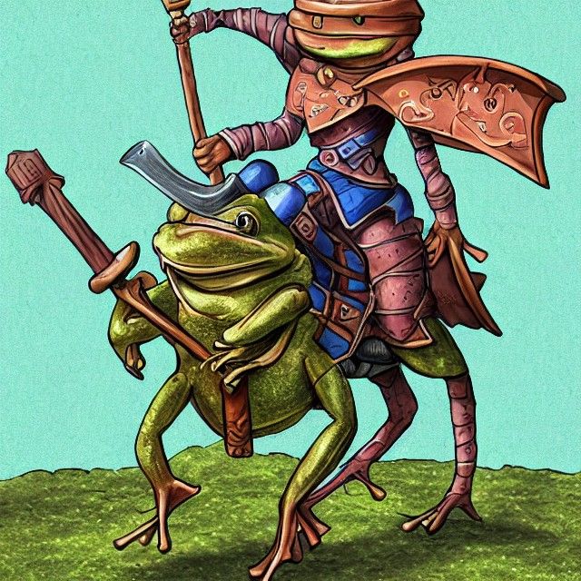 Frog Knight Rides Kitten into Battle