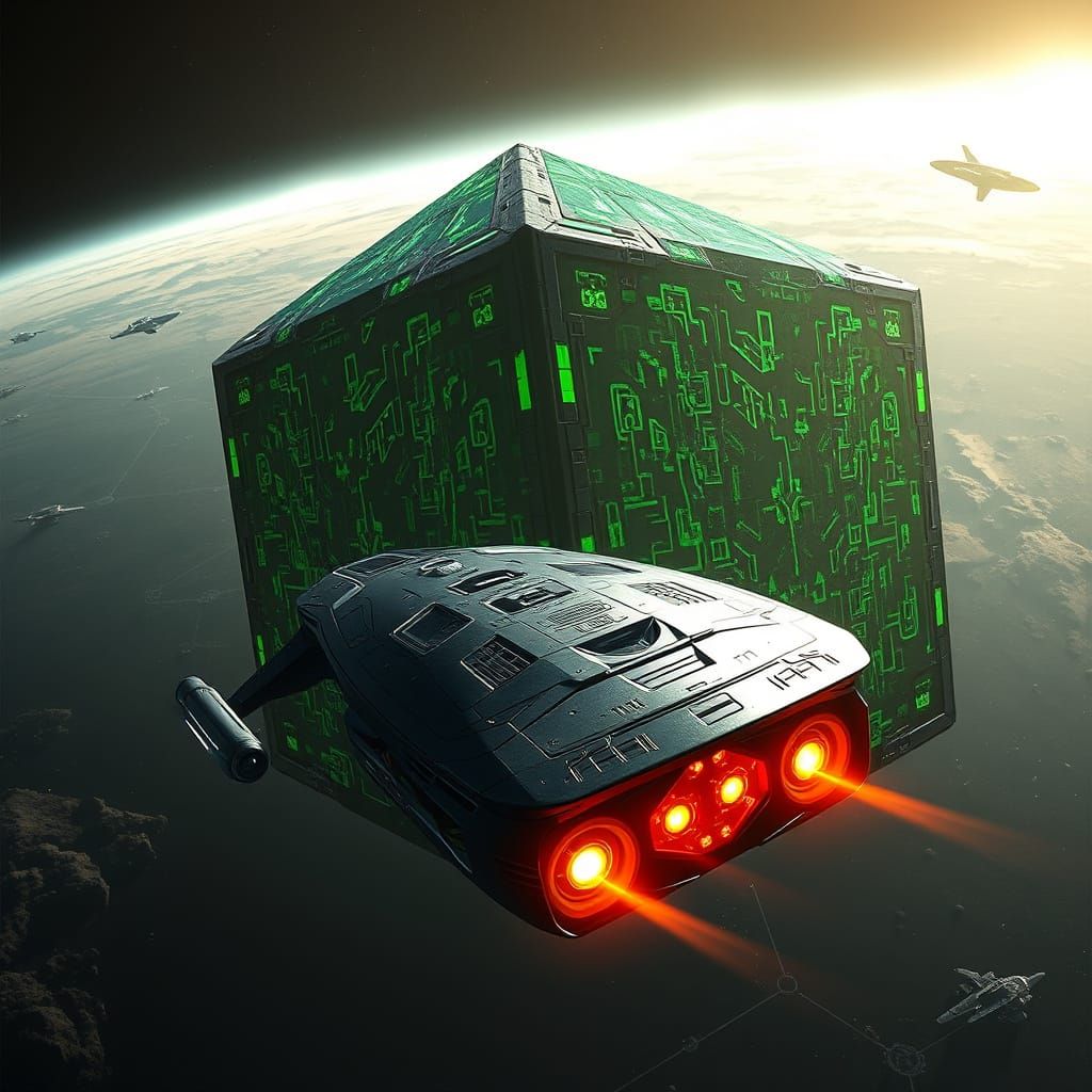 Borg Cube Dominates Starfleet Vessel in Ominous Space Encoun...
