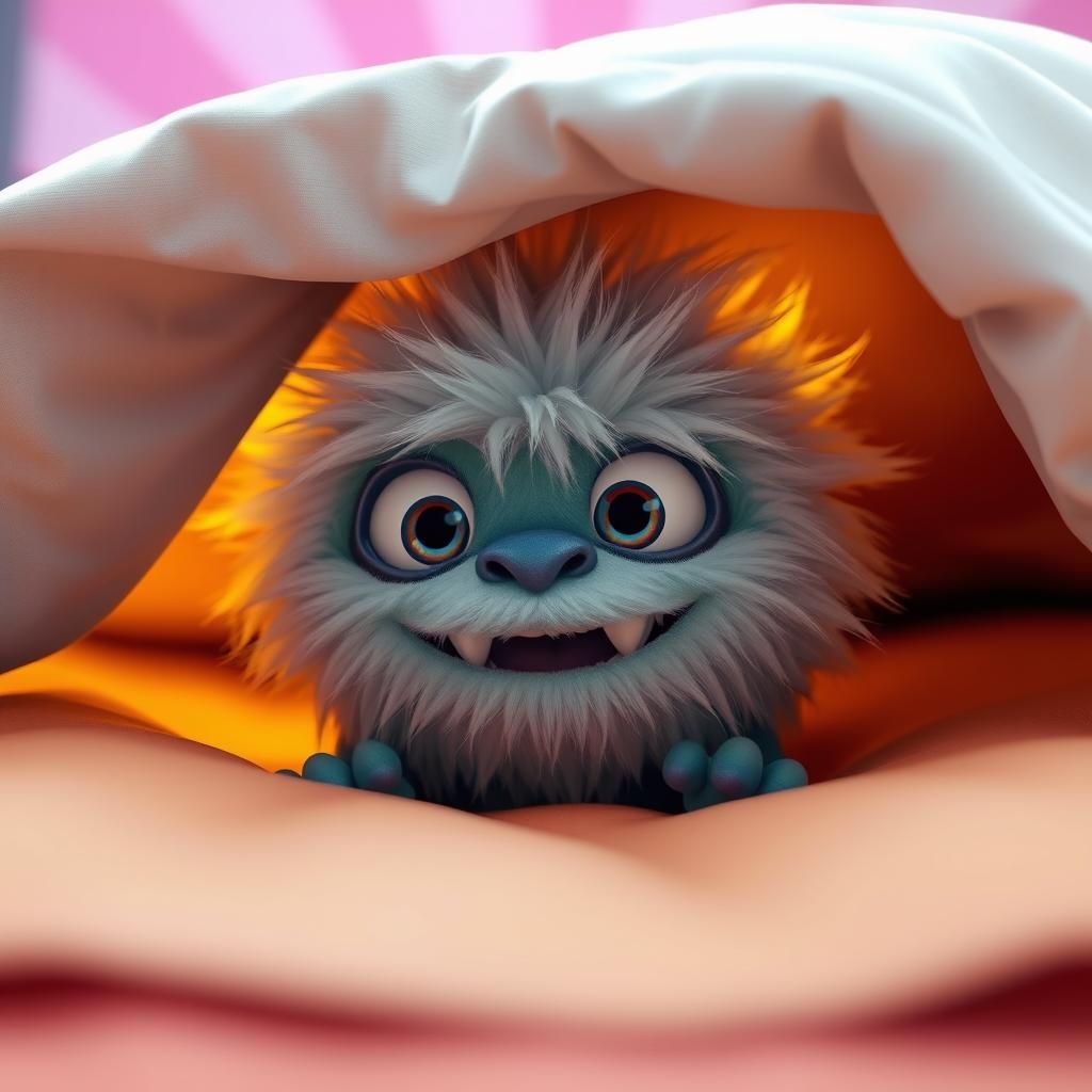 Adorable Monster Peek: 3D Digital Art