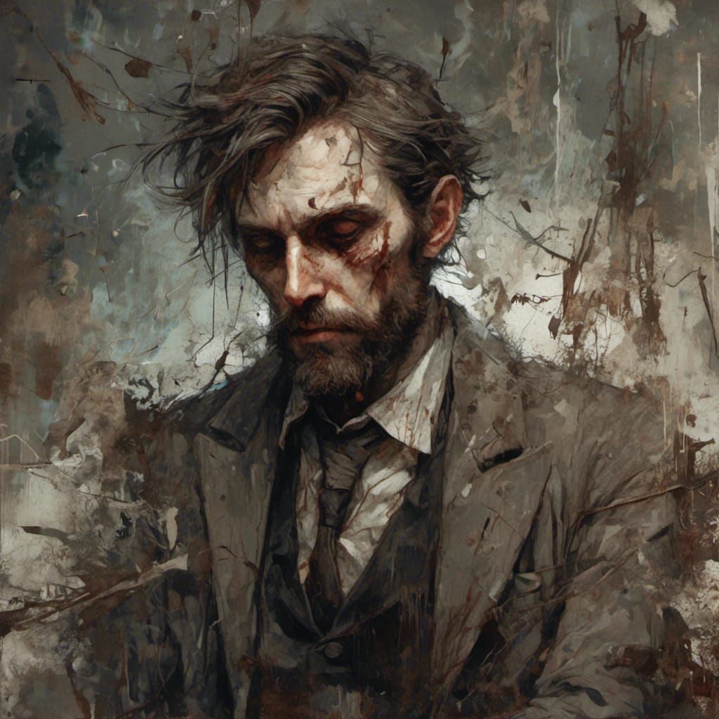 Guilt-Ridden Man in Wheelchair: Artstation Portrait