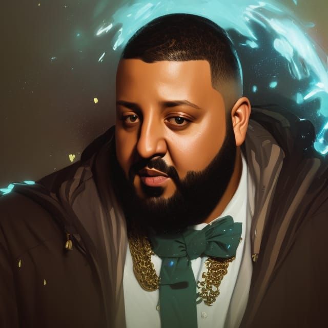 DJ Khaled Portrait in Bright 3D Digital Art Style