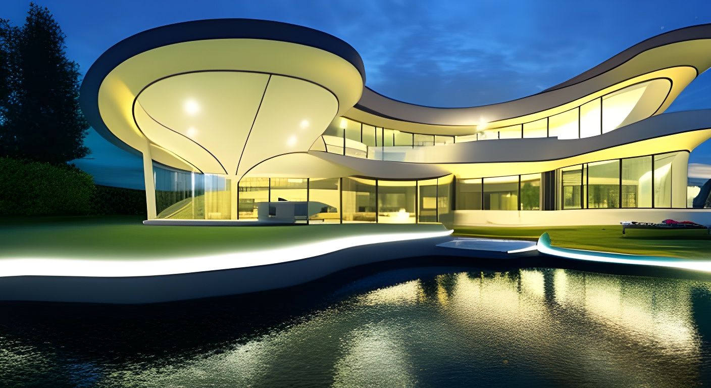 Futuristic Country House Under Starry Sky