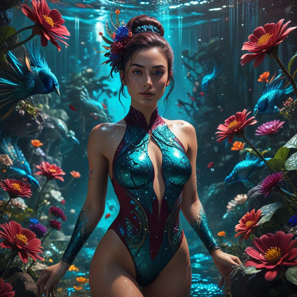 Enchanting Underwater Portrait of Ethereal Woman