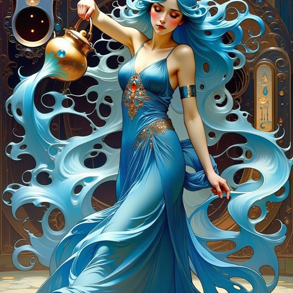 Aquarius Goddess in Art Nouveau Style