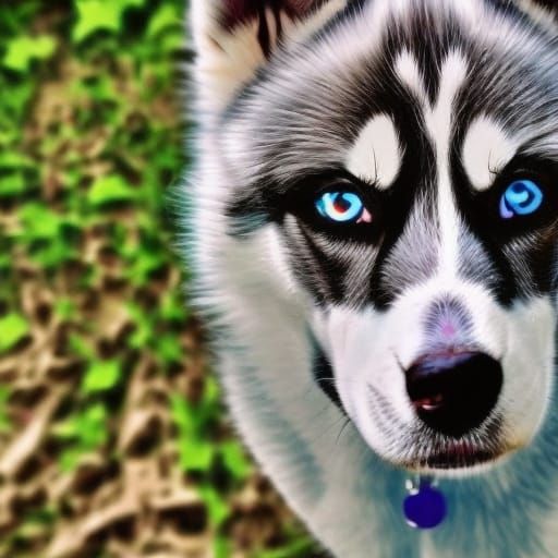 Beautiful husky dog with crystal blue eyes
