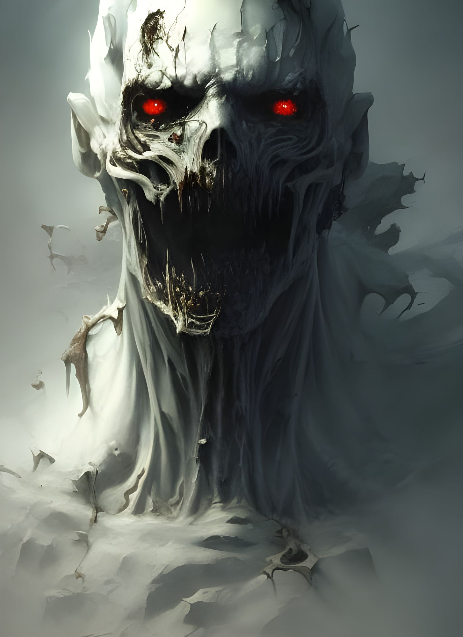 Horrifying Lich King Portrait in Ominous Horror Style