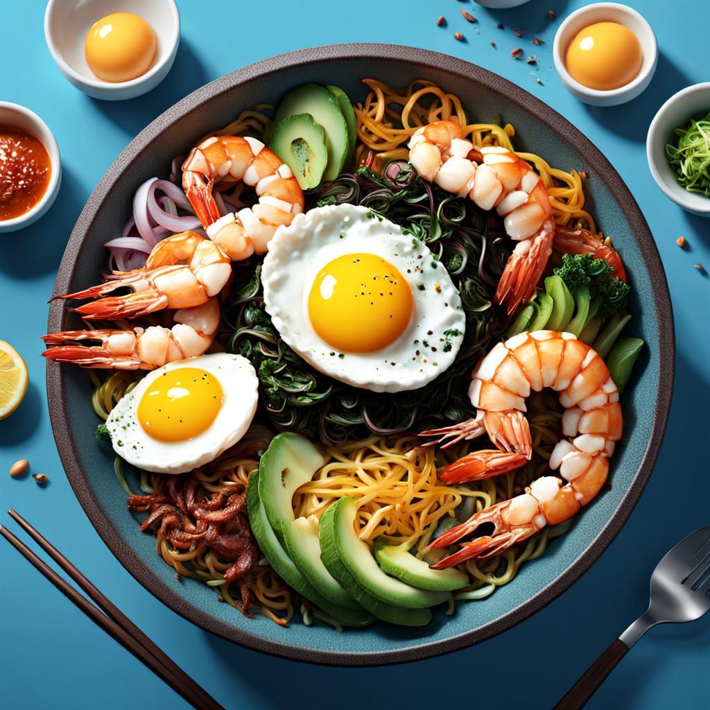 Surreal Korean Bimbimbap in Vibrant 4K Digital Art