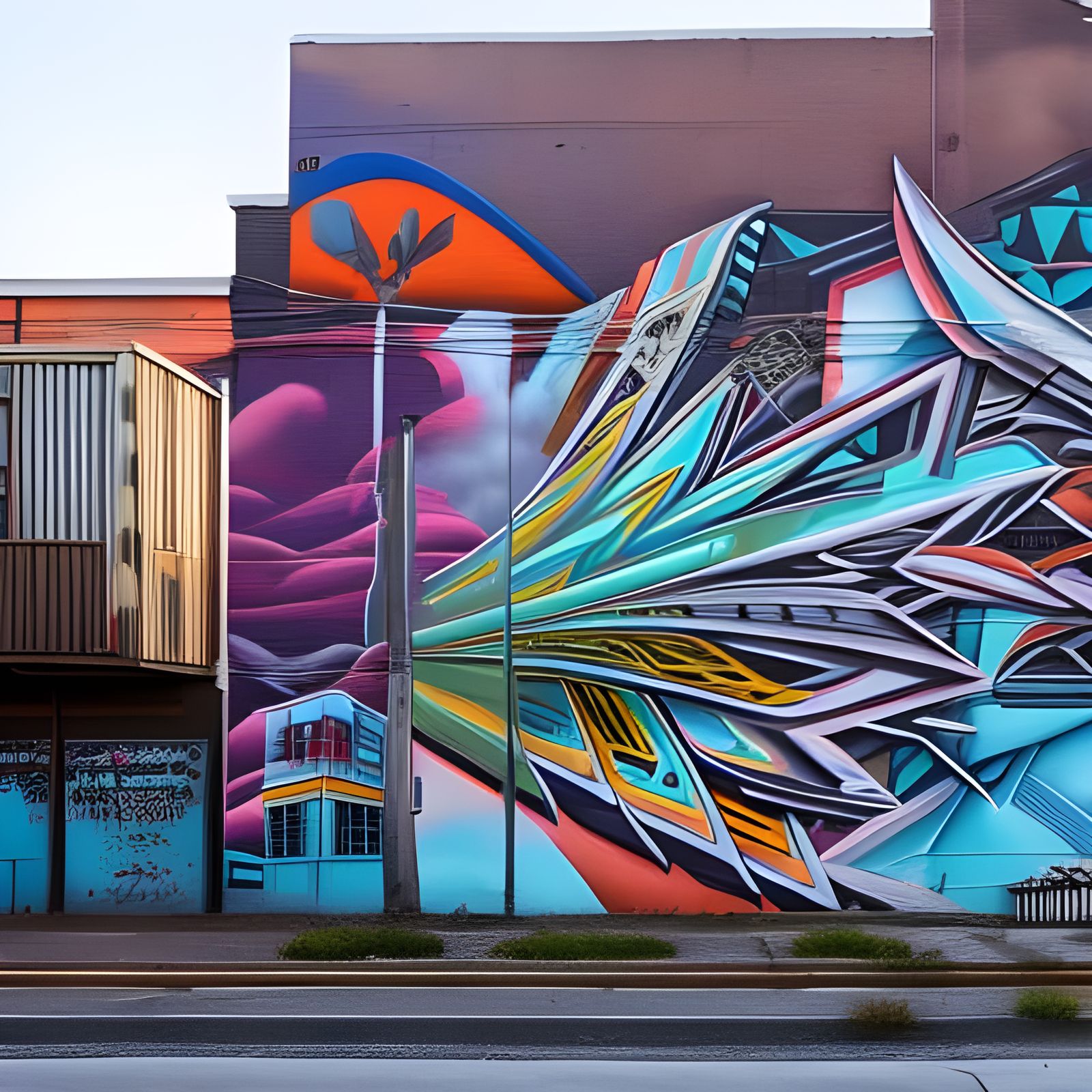 Colorful Graffiti Masterpiece in Rundown City