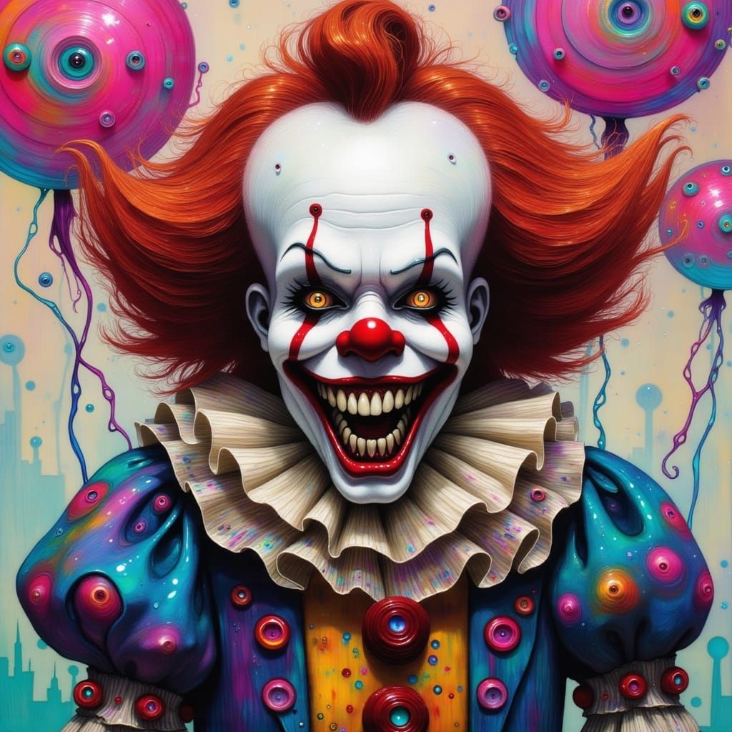 Pennywise in a Vibrant Dreamlike Landscape