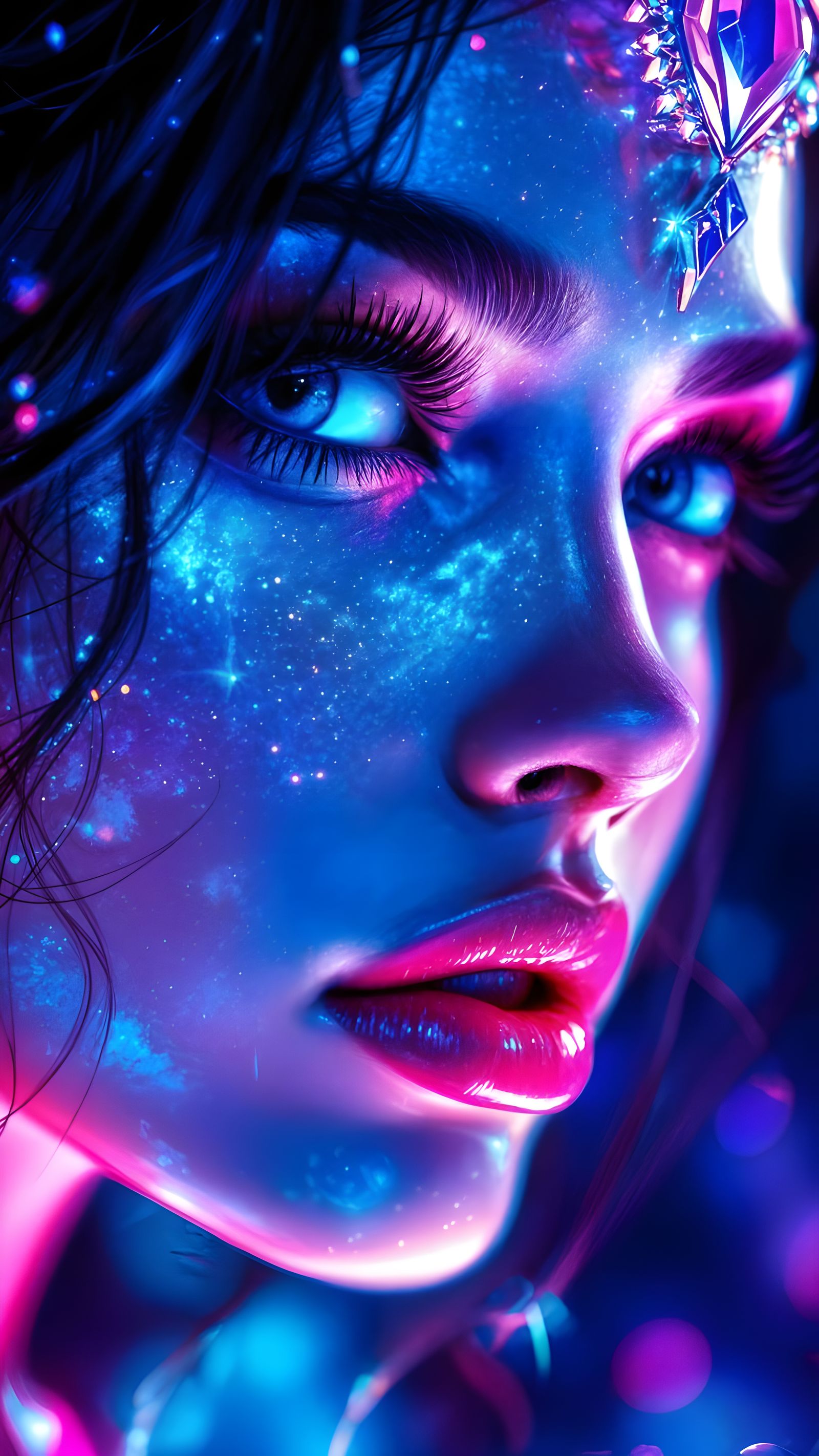 Radiant Neon Goddess in Digital Art
