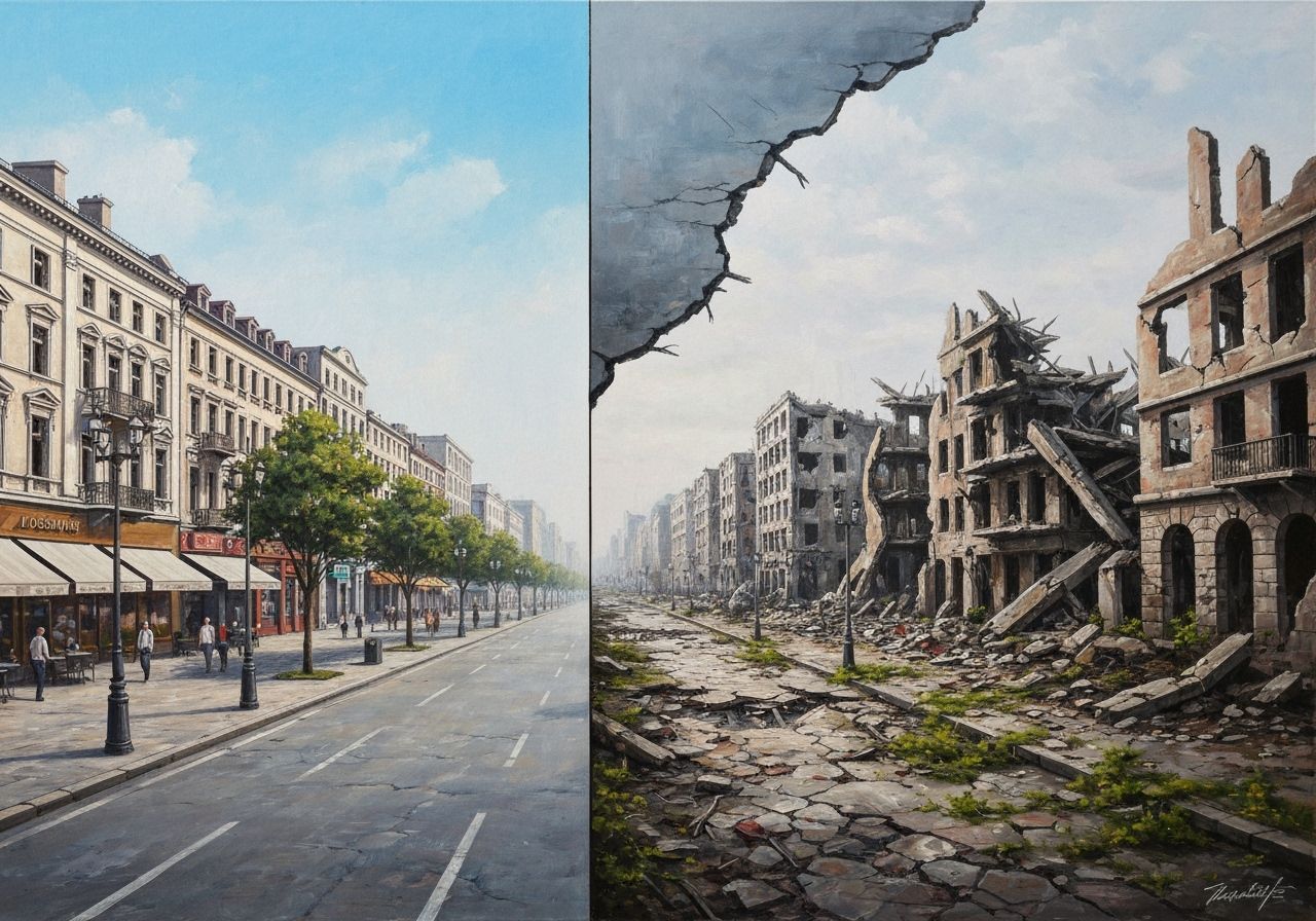 Contrasting Cityscapes in Oil Painting