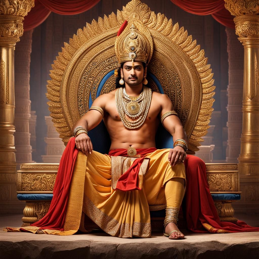 King Ashoka on His Royal Throne