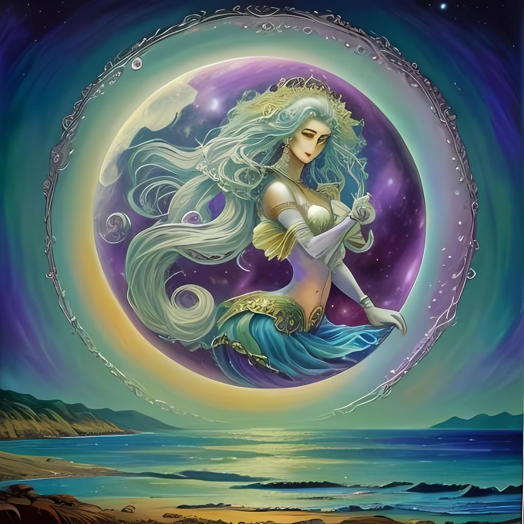 Cosmic Purple Moonrise Over Misty Sea