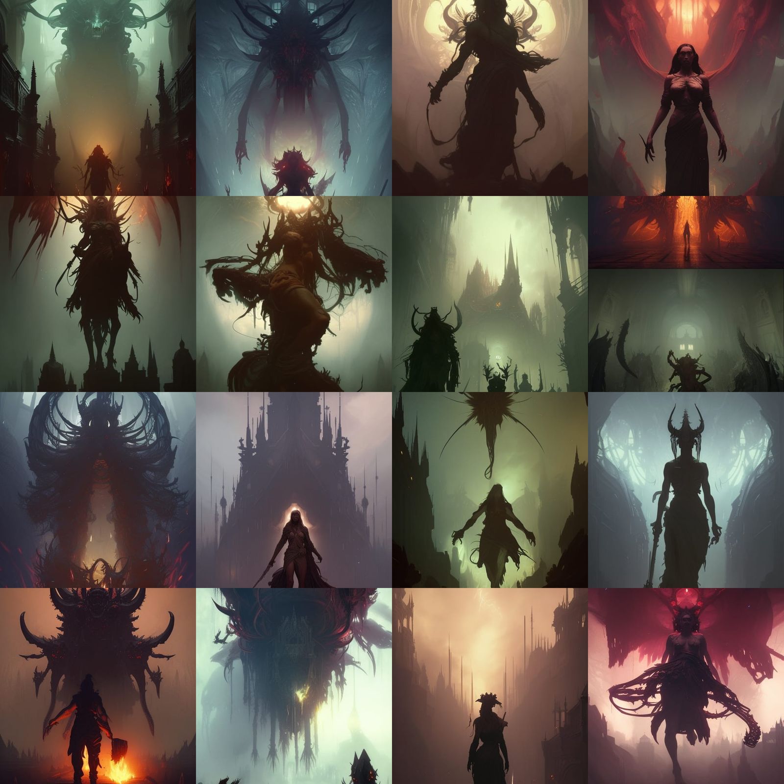 Detailed Demons in Dark Fantasy Style