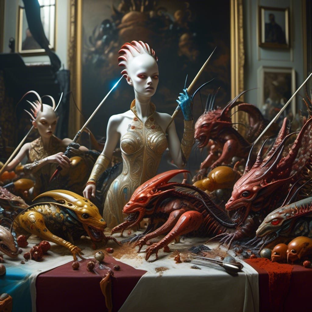 Abstract Alien Portrait in a Bizarre Landscape