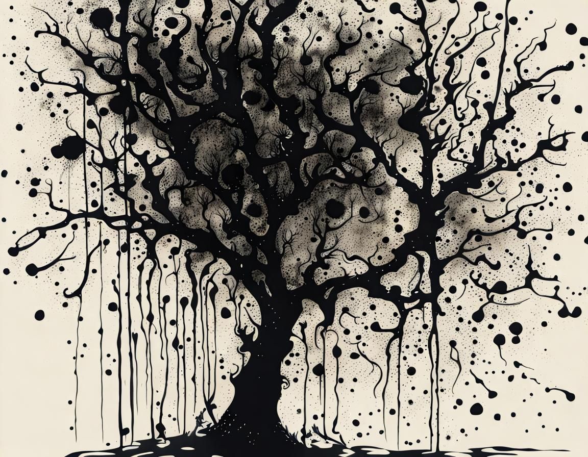 Evolved Ink Splatter Art in Pollock's Style