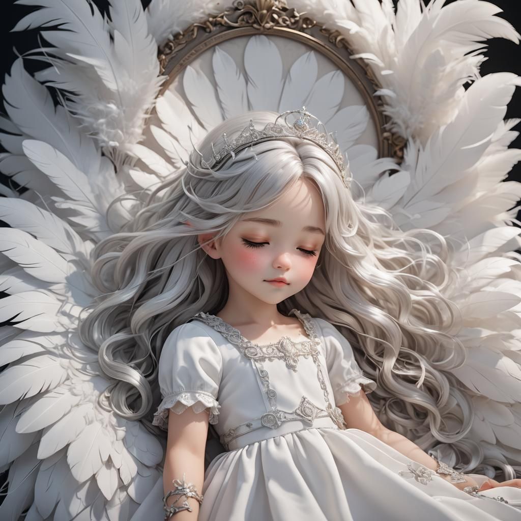 Sleeping Silver-Haired Princess in Detailed 3D Anime Art