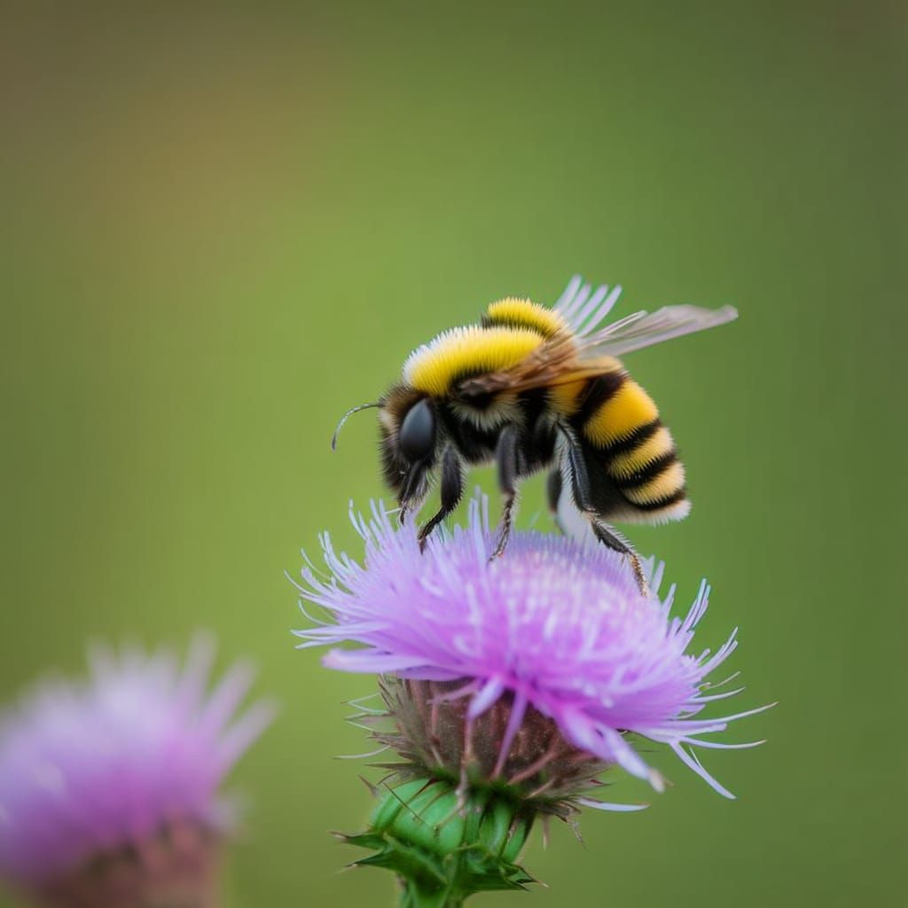 Bumblebee on Thistle Macro Photography