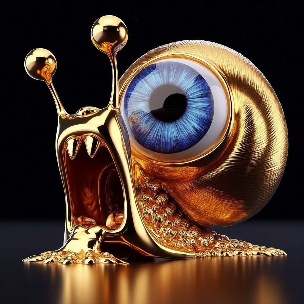 Chrome Turtle with Blue Eye in Digital Art Style