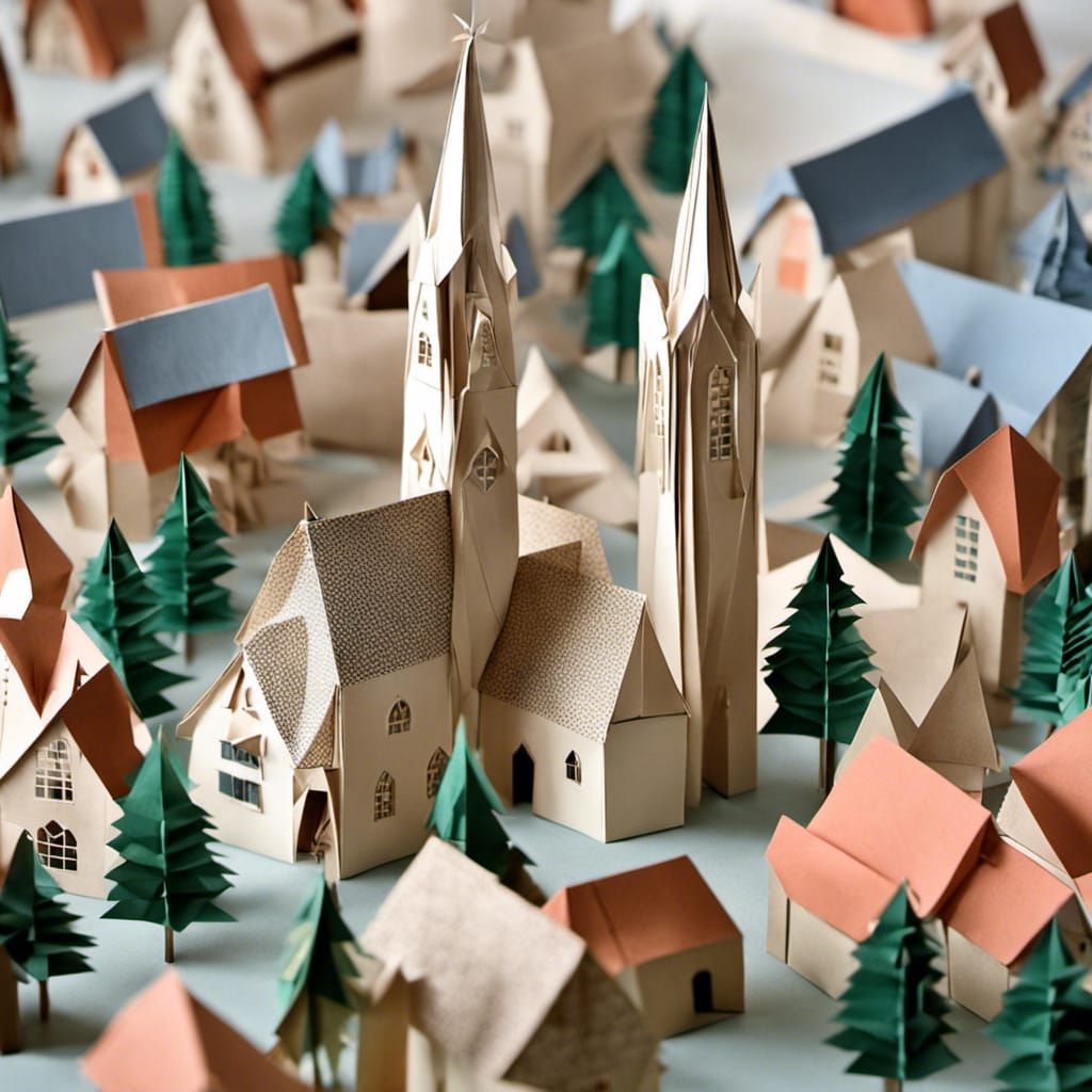 Origami Bavarian Village Aerial View