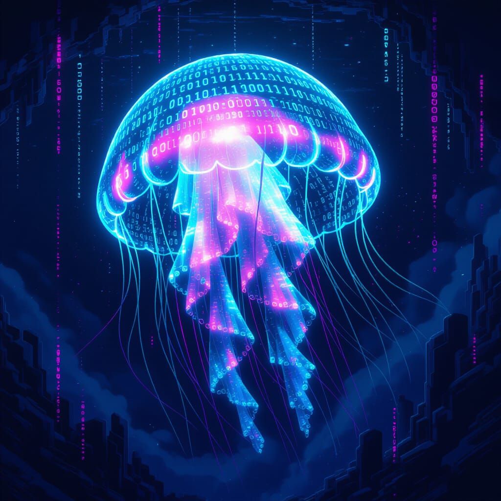 Spectral Jellyfish of Binary Code in Cybernetic Abyss