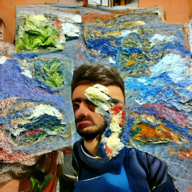 Abstract Impasto Painting with Thick Texture