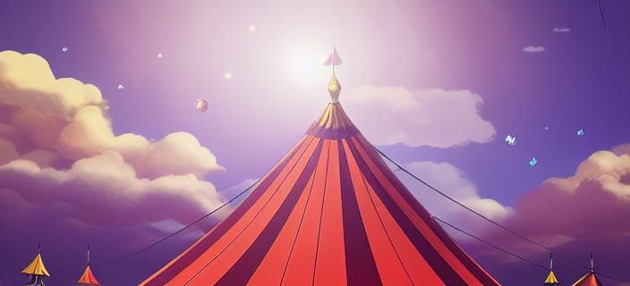 Floating Circus City in Ghibli Manga Sky