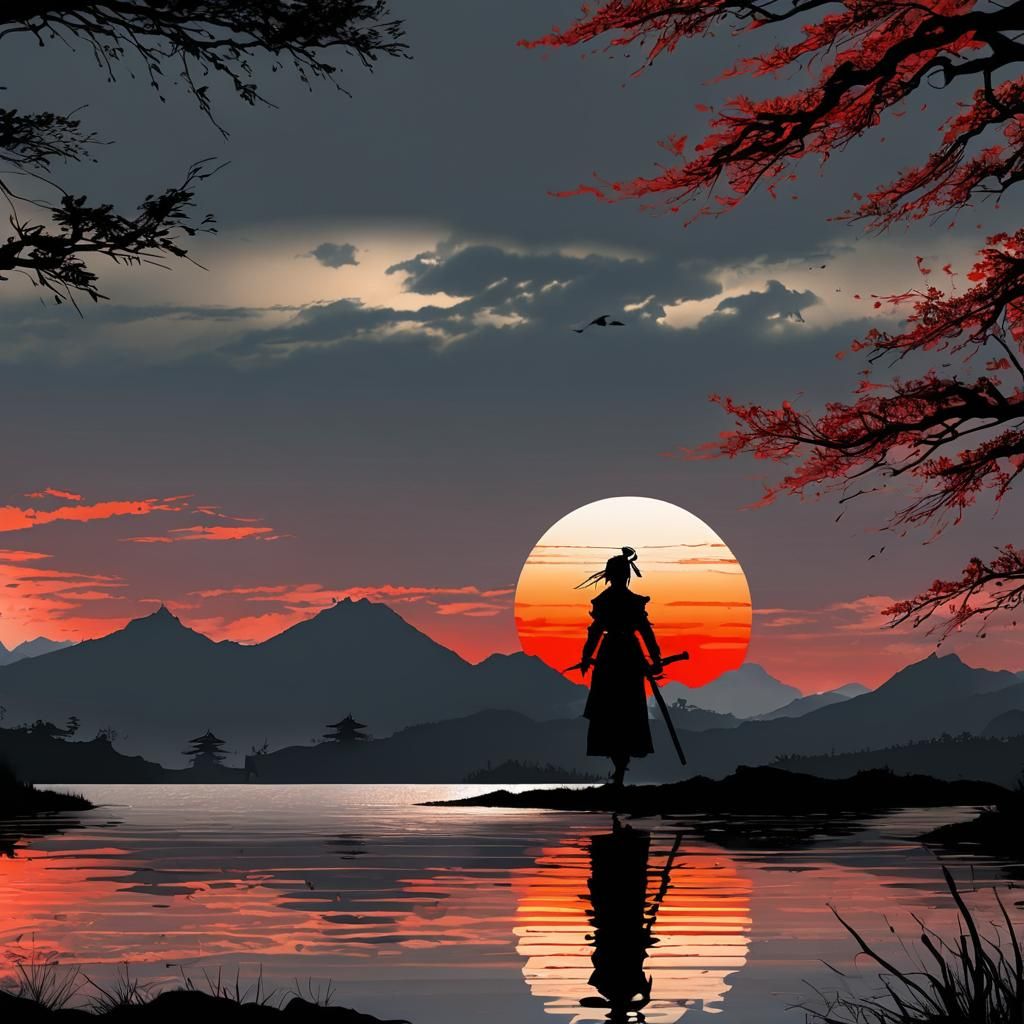 Samurai Girl Silhouette.