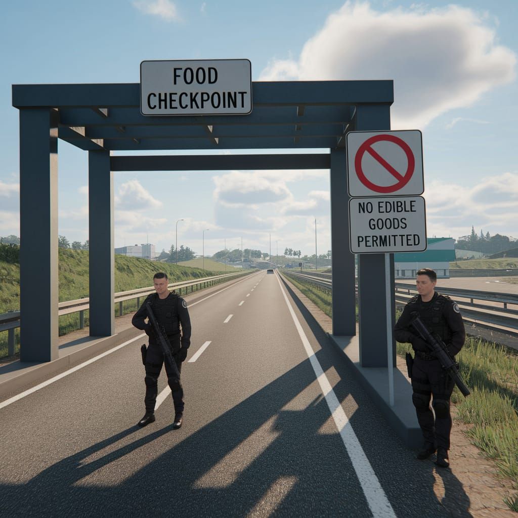 Food Checkpoint: Highway Weighing Station Under Guard