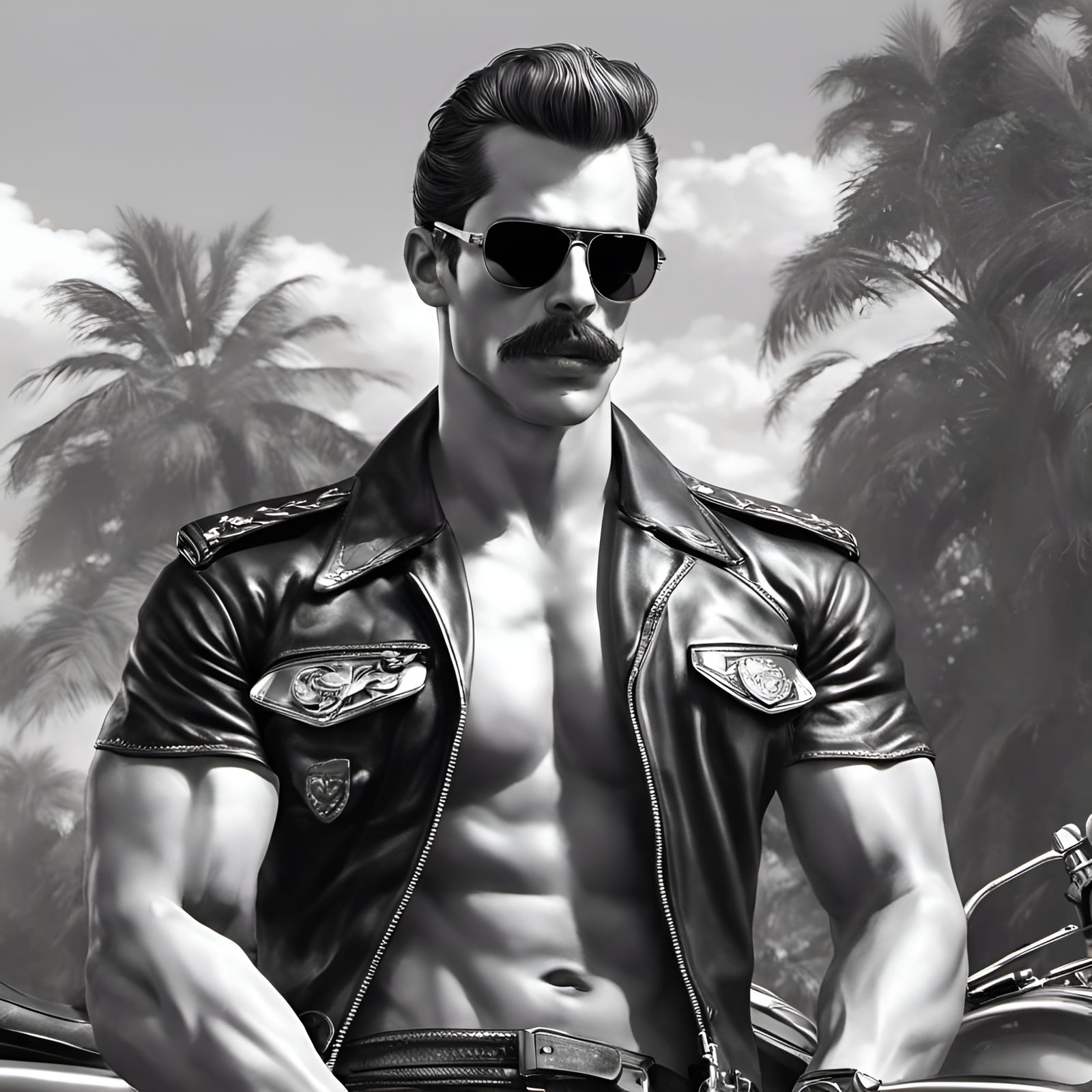 Tom of Finland Style Motorbike Drawing