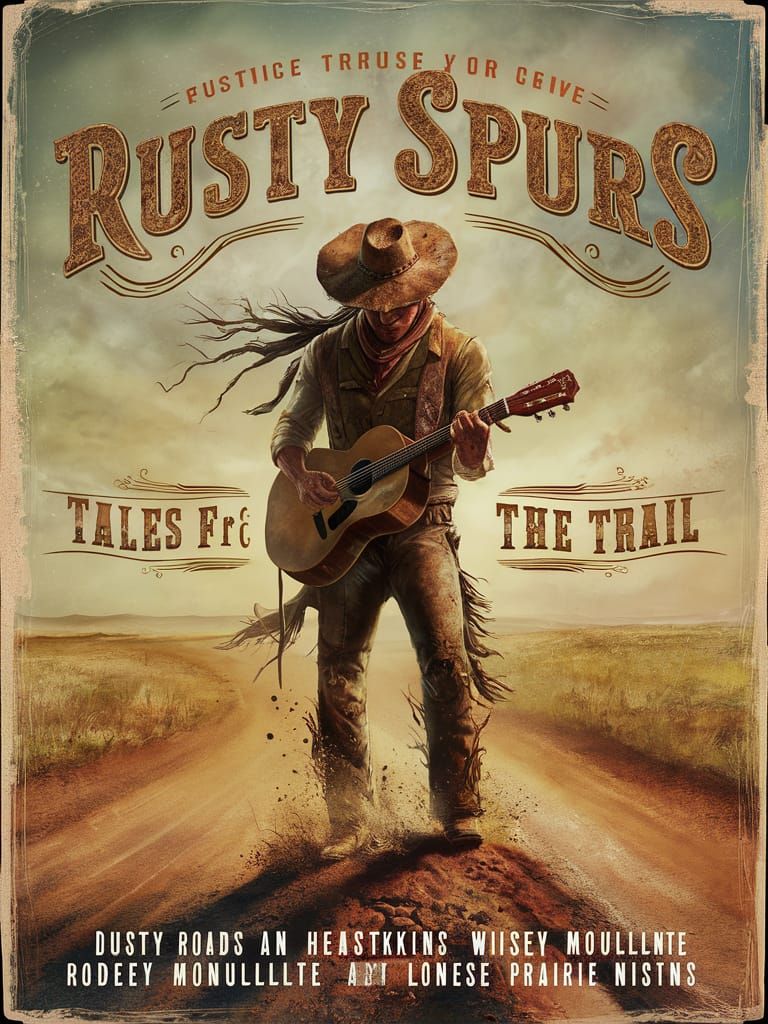 Rustic Cowboy Album Cover on a Sun-Scorched Prairie