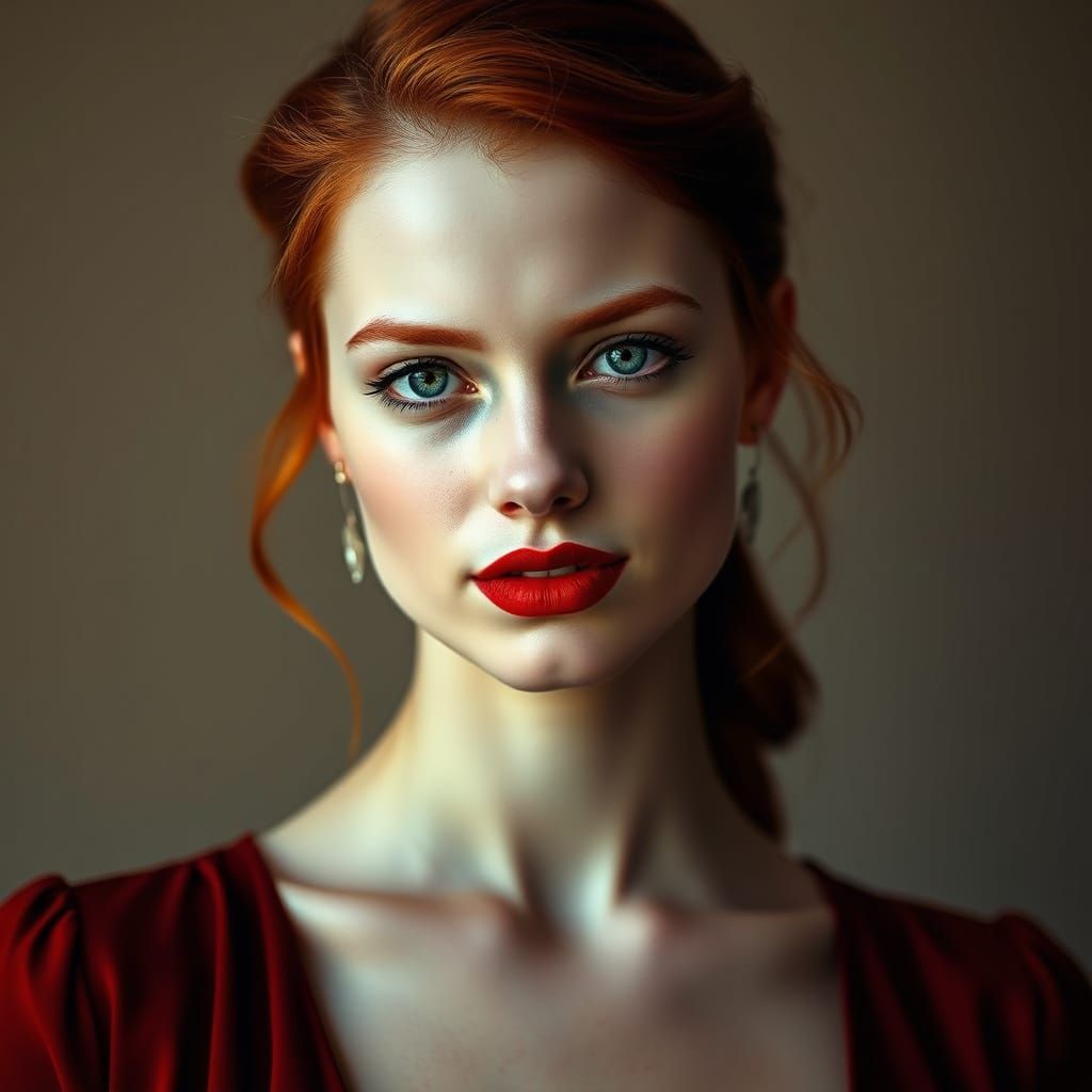 Captivating Redhead Portrait in High-Fashion Style