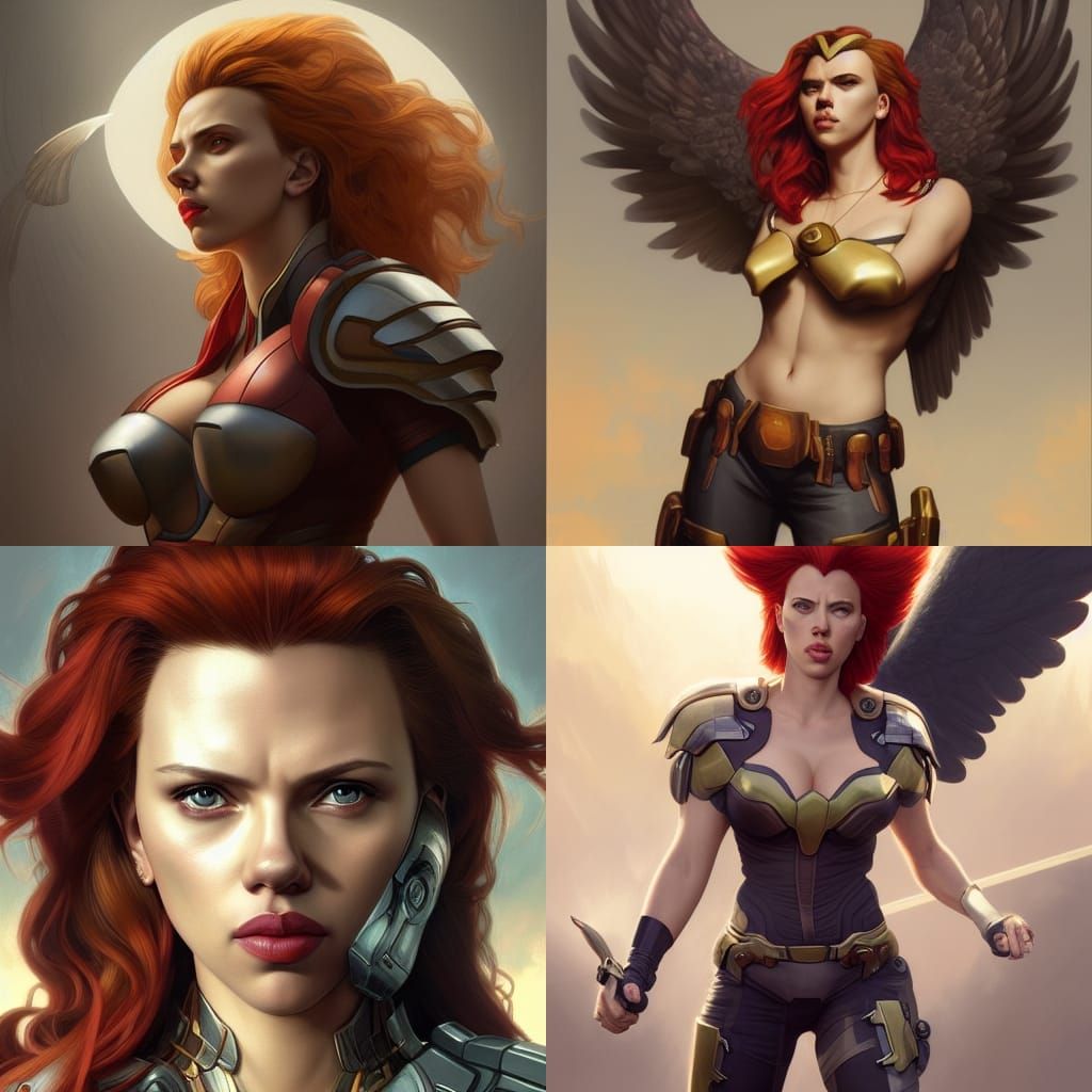 Hawkgirl Portrait in Hyperdetailed Digital Art Style