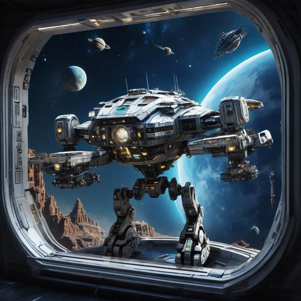 Humanoid Star Cruiser with Robot Crew