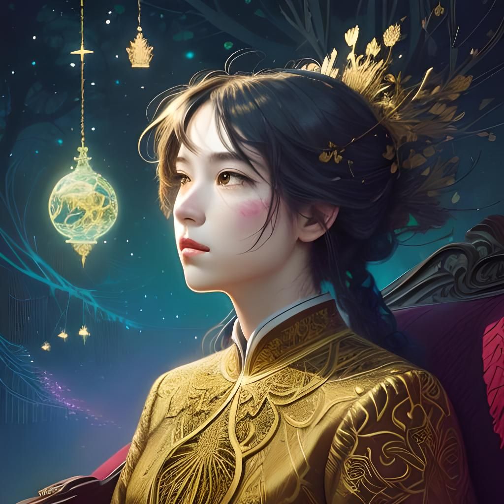 Giant Man in Luminous Colors: Song-Inspired Digital Art