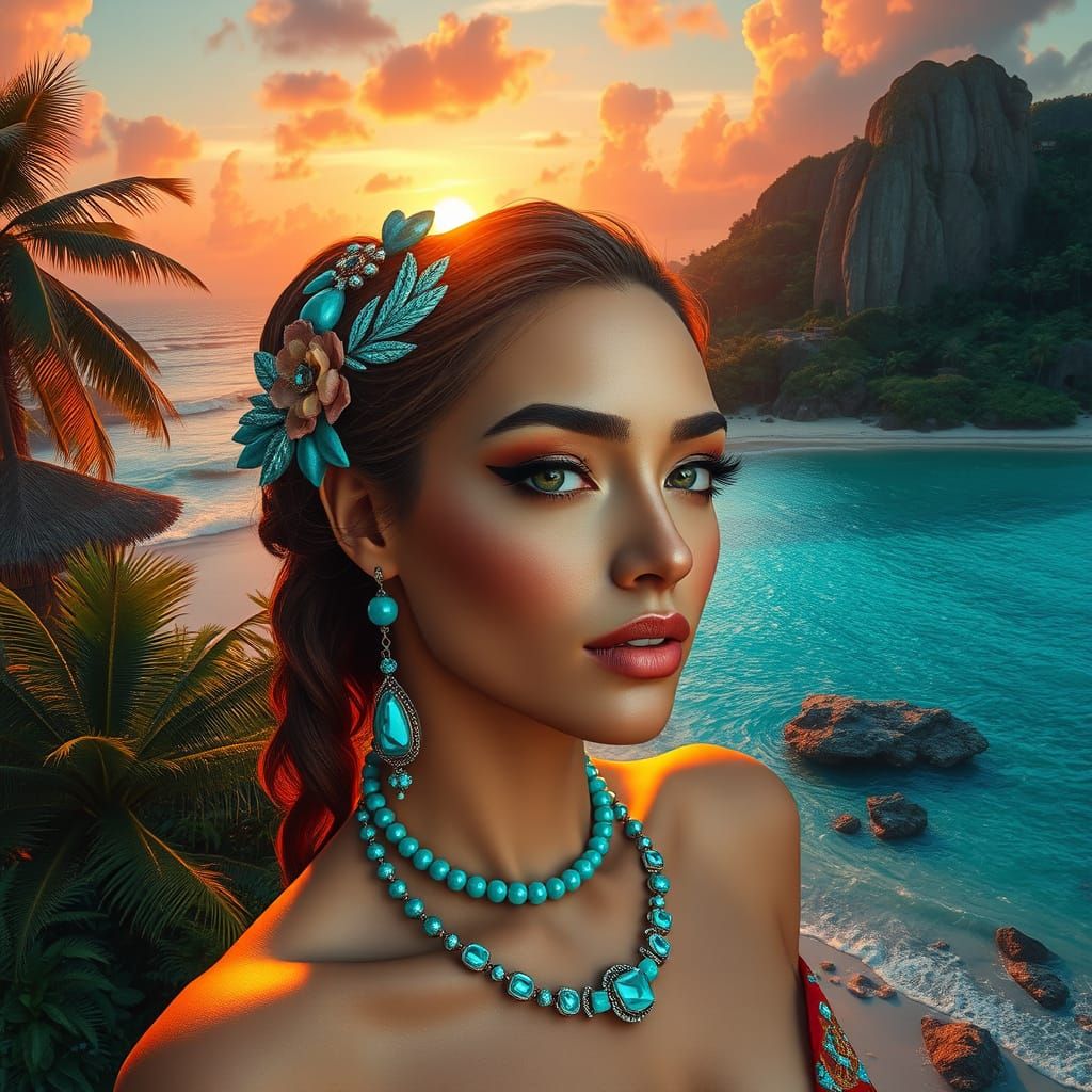 Turquoise Paradise: A Matte Painting Masterpiece