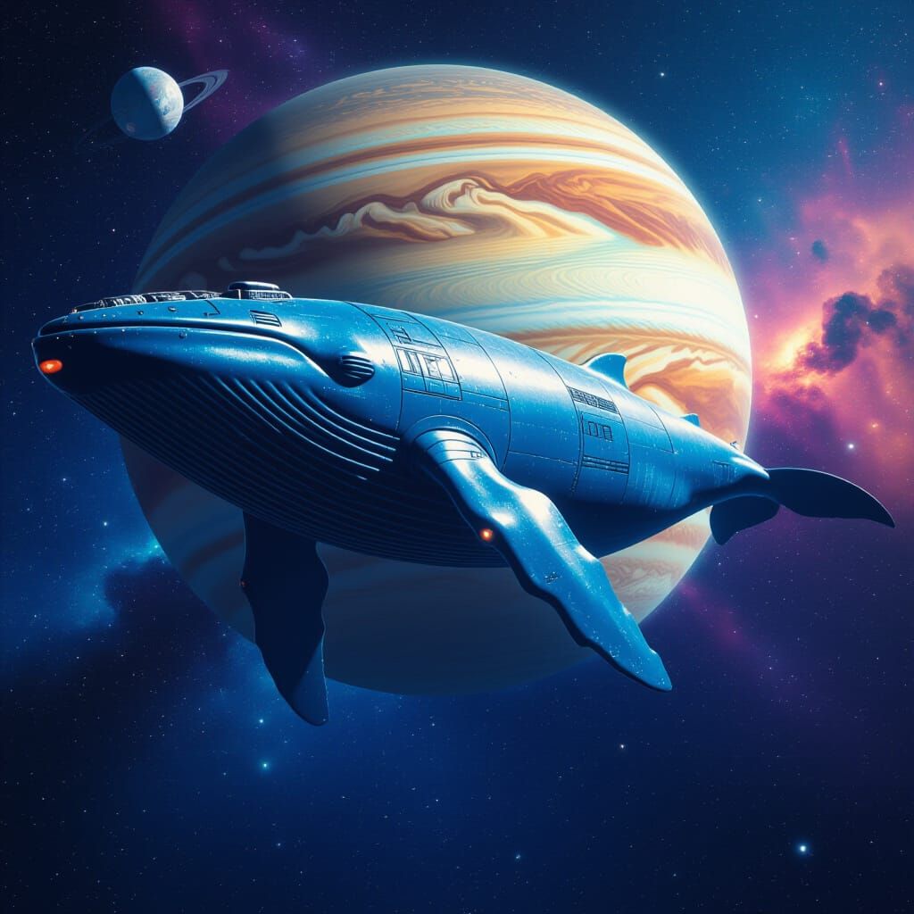 Colossal Blue Whale Robot Floats Through Space