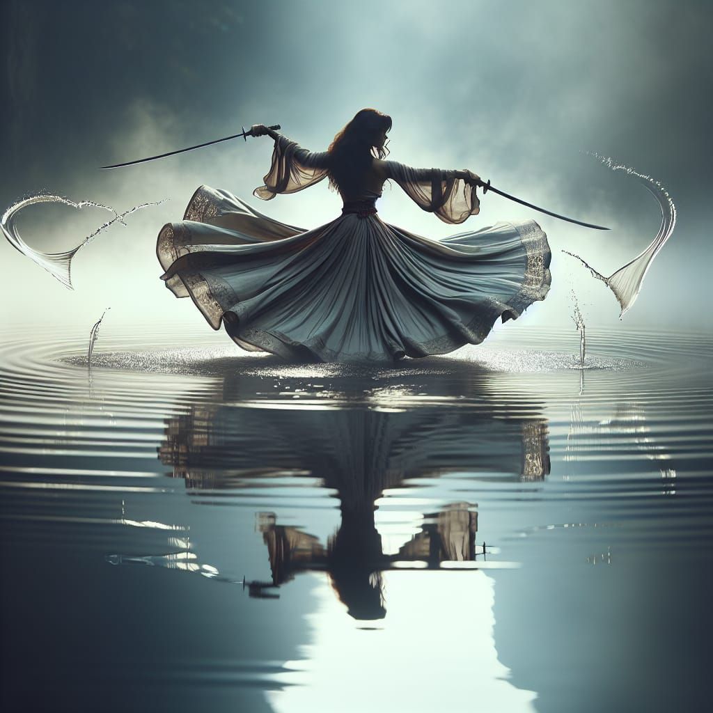 Elegant South Asian Warrior's Water Dance