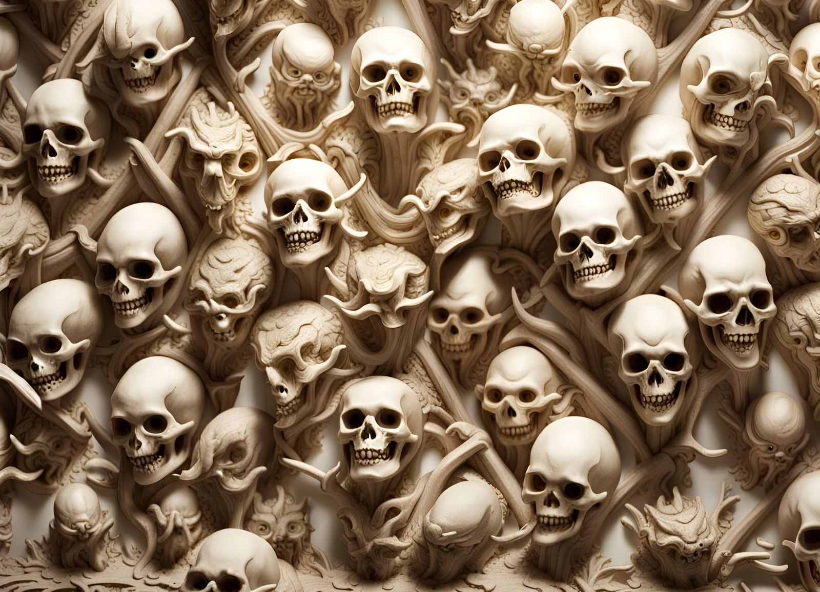 Terracotta Sculpture of Demonic Skeleton Wall