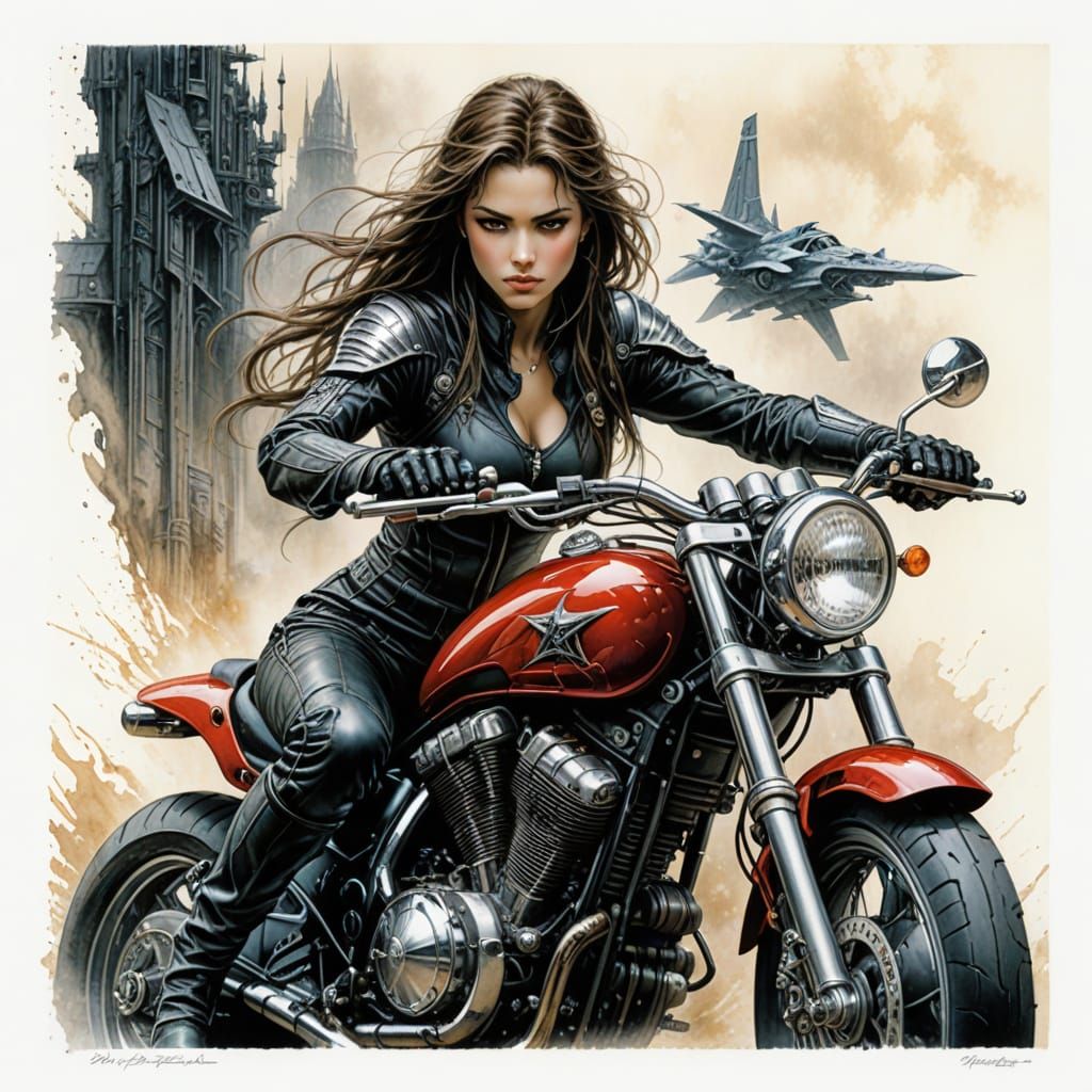 Hyper-Realistic Futuristic Biker in Comic Book Art Style