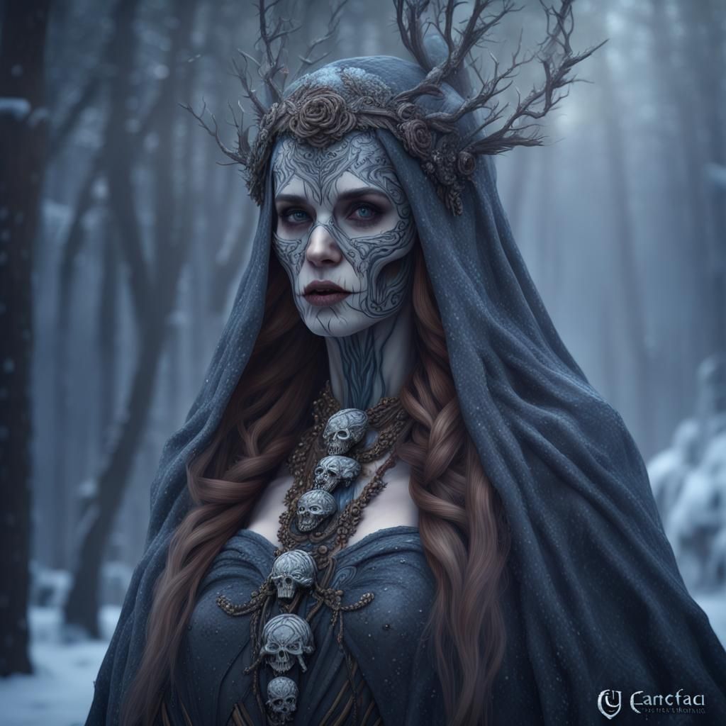 Cailleach, Queen of Winter in Detailed Fantasy Art