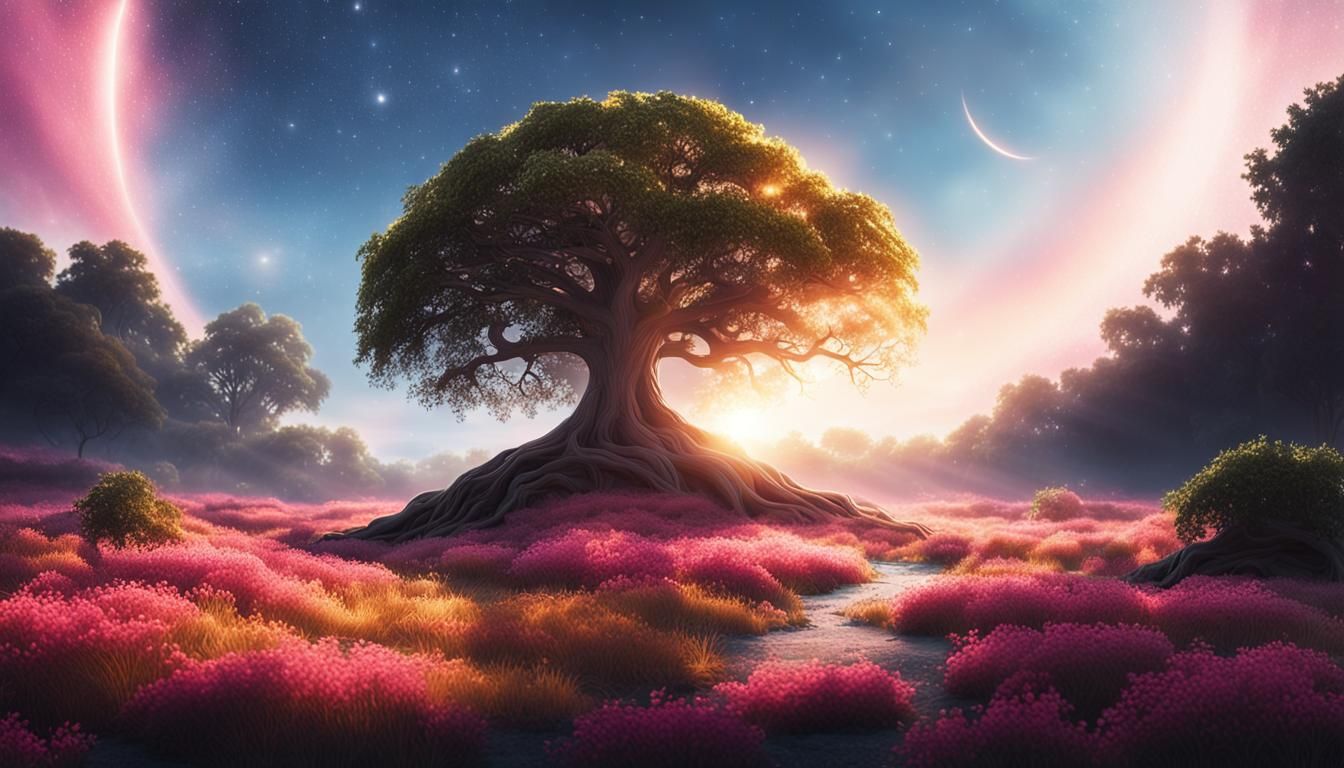 Golden Tree of Life in Dramatic Light