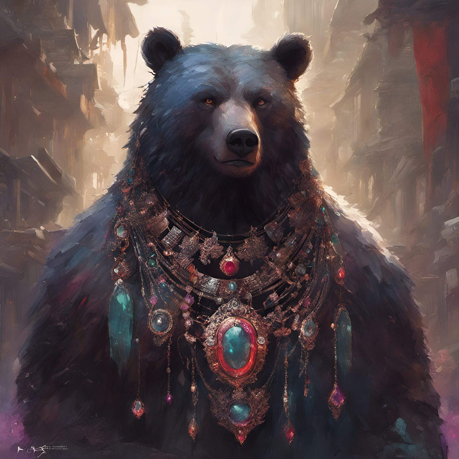Jeweled Bear: Hyperdetailed Fantasy Art