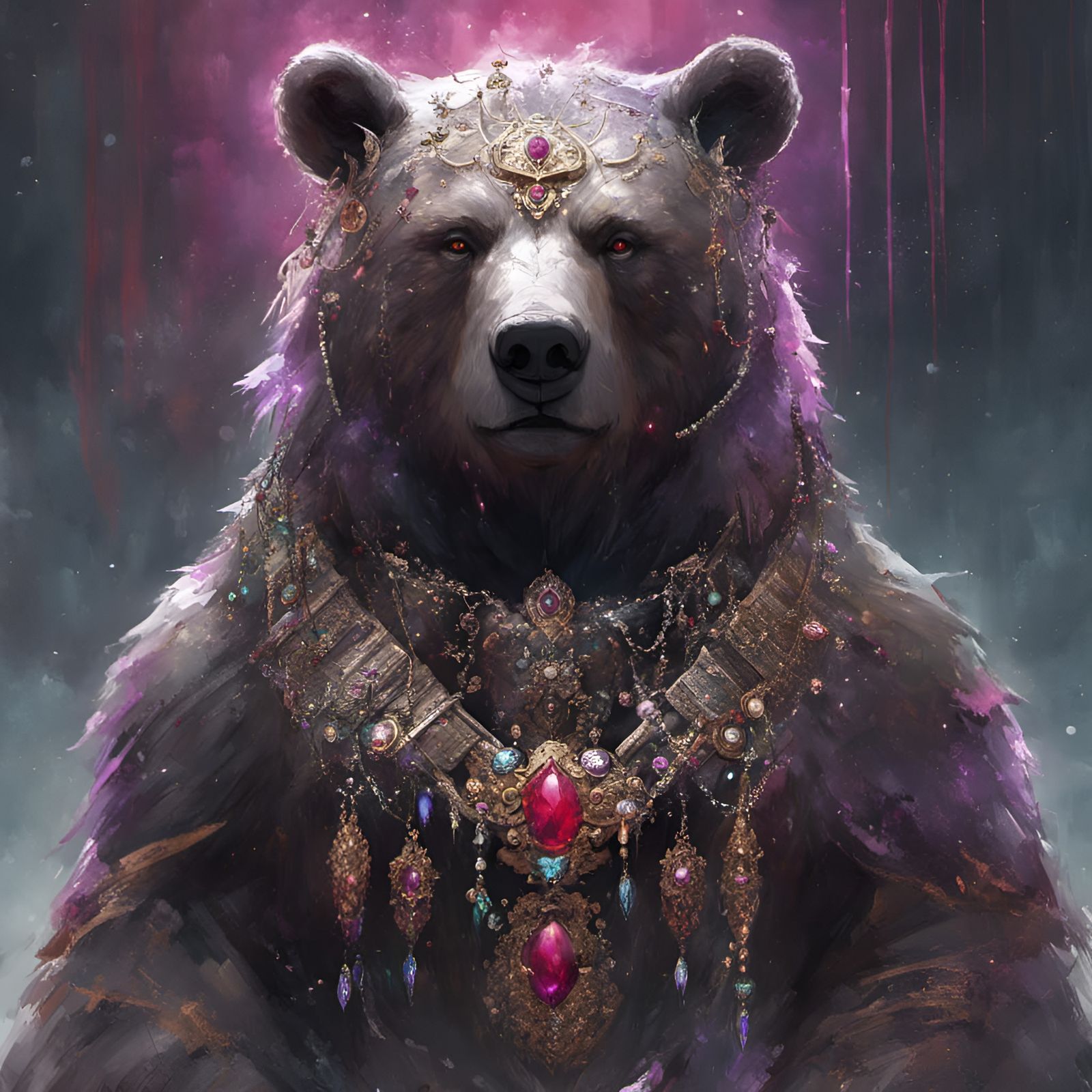 Jeweled Bear in Opulent Fantasy Style
