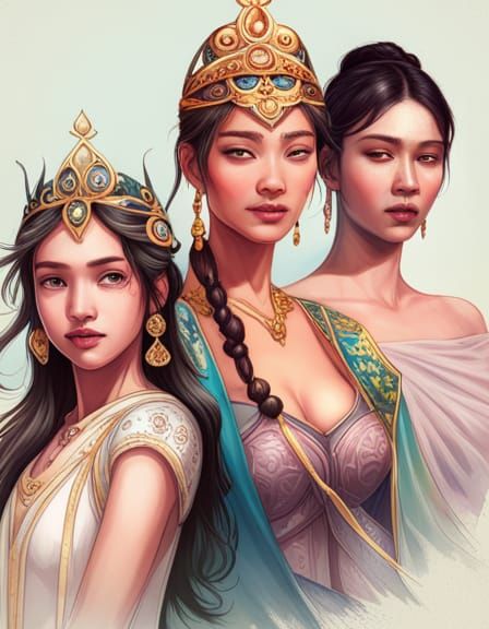 Diverse Princess Portraits by Rutkowski and Artgerm